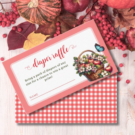 私の目の赤ちゃんシャワーおむつラッフルのリンゴ エンクロージャーカード