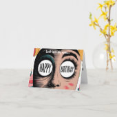 私の目を見るハッピーバースデー顔 カード (黄色い花)