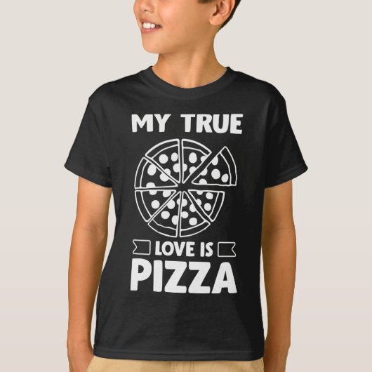 私の真の愛はピザ – バおもしろいレンタインディ Tシャツ (正面)