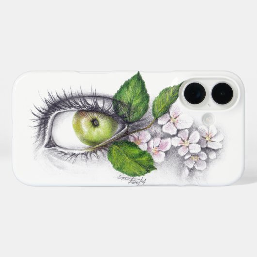 私の眼のりんご 超現実主義のドローイングアート Case-Mate iPhoneケース (裏面 (横))