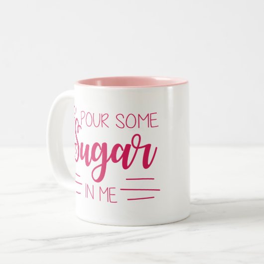 私の砂糖をマグ注いで下さい ツートーンマグカップ (正面左)