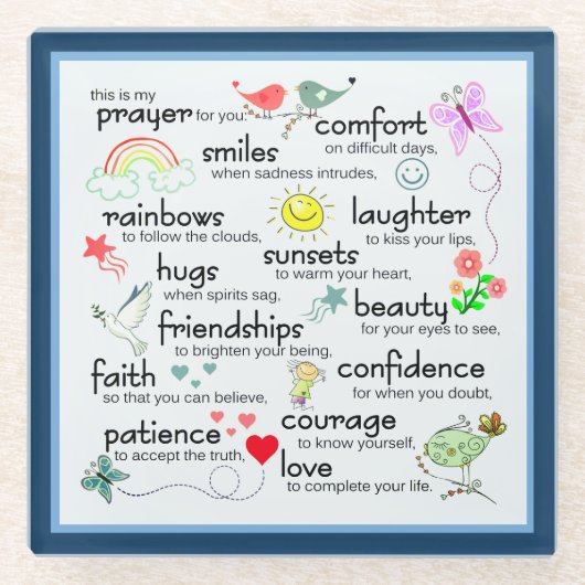 私の祈りの言葉があなたのための恵み ガラスコースター (正面)