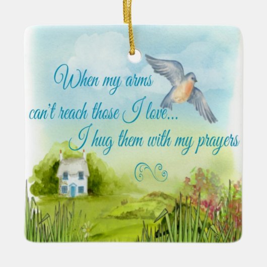 私の祈りの言葉のオーナメントとの抱き締めること セラミックオーナメント (正面)