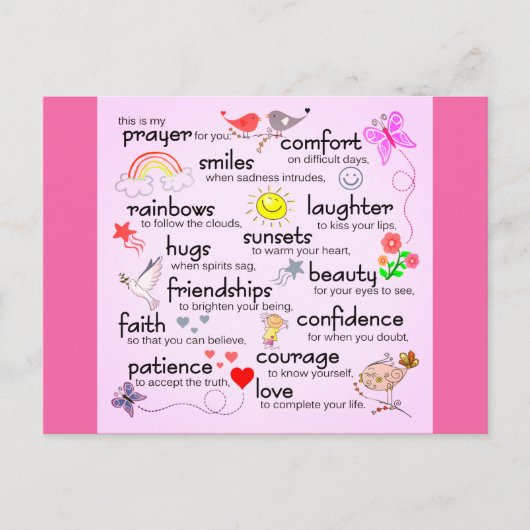 私の祈りの言葉 |ピンク ポストカード (正面)