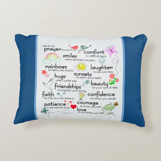 私の祈りの言葉 |青クラシック色 アクセントクッション (裏面)