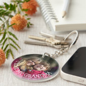 私の祖母のパーソナライズな写真のキーホルダーを愛して下さい キーホルダー (正面右)