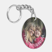 私の祖母のパーソナライズな写真のキーホルダーを愛して下さい キーホルダー (正面左)