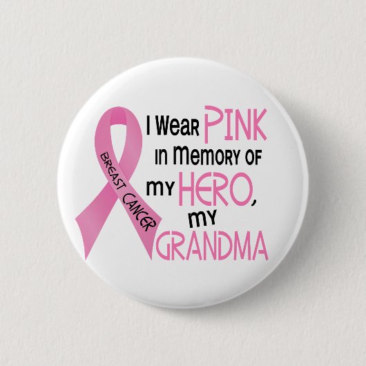 私の祖母1を記念して乳癌のピンク 缶バッジ (正面)