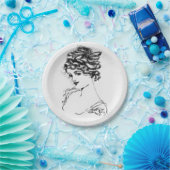 私の祖父の紙Pによる1917年のアールヌーボーインクスケッチ ペーパープレート (パーティー)