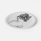 私の祖父の紙Pによる1917年のアールヌーボーインクスケッチ ペーパープレート (アングル)