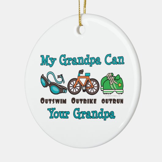 私の祖父はまたはOutbikeによって追い越されるトライアスロンをOutswimできます セラミックオーナメント (左)