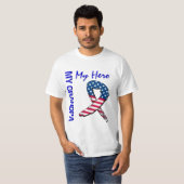 私の祖父私の英雄の愛国心が強くグランジなリボン Tシャツ (正面フル)