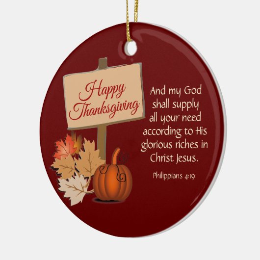 私の神がブルゴーニュを供給してくれる幸せな感謝 セラミックオーナメント (左)