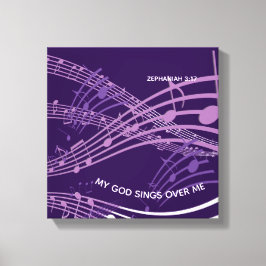 私の神が私の上で歌うゼファニヤ3:17紫の音楽 キャンバスプリント