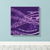 私の神が私の上で歌うゼファニヤ3:17紫の音楽 キャンバスプリント (インサイチュ (ウッドフロア))