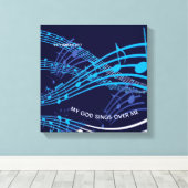 私の神が私の上で歌うゼファニヤ3:17青い音楽 キャンバスプリント (インサイチュ (ウッドフロア))