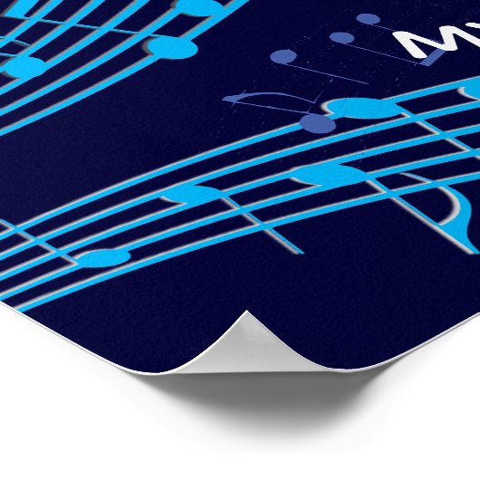 私の神が私の上で歌うゼファニヤ3:17青い音楽 ポスター (角)