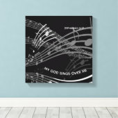 私の神が私の上で歌うゼファニヤ3:17黒い音楽 キャンバスプリント (インサイチュ (ウッドフロア))