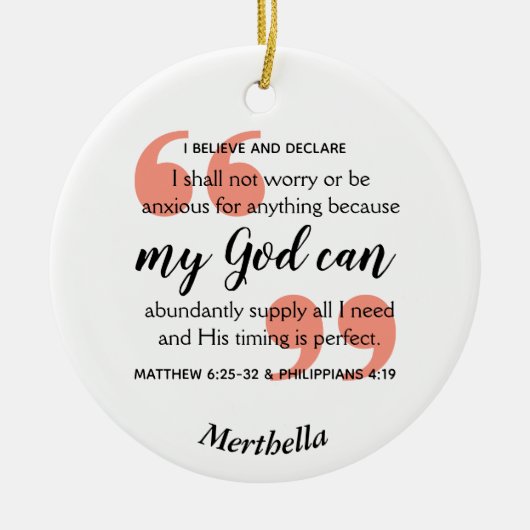 私の神はキリスト教の祈りの言葉 セラミックオーナメント (正面)