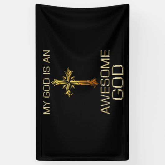 私の神はキリスト教素晴らしの神だ 横断幕 (縦)