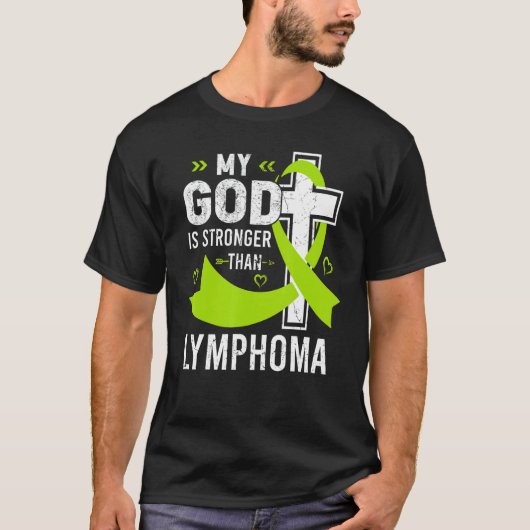 私の神はリンパ腫認識度月Wより強い Tシャツ (正面)