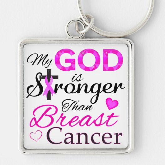 私の神は乳がんよりも強い キーホルダー (正面)