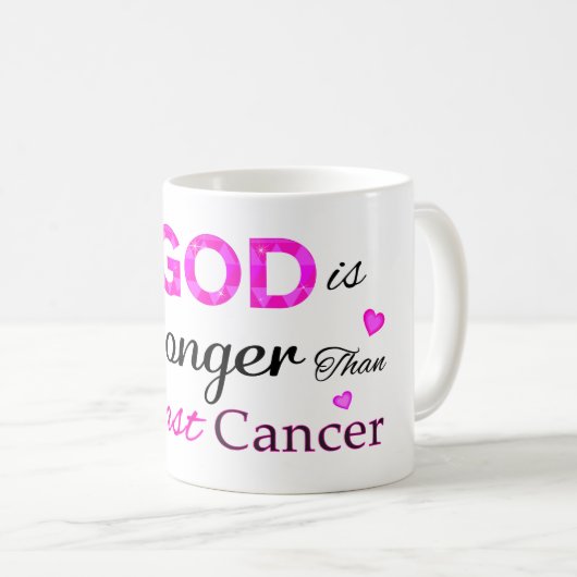私の神は乳がんよりも強い コーヒーマグカップ (正面右)