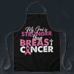 私の神は乳がんクリスチャンよりも強い エプロン<br><div class="desc">私の神は乳がんクリスチャンよりも強い</div>