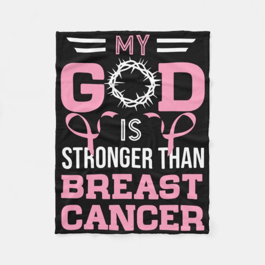 私の神は乳がん認識度Chより強い フリースブランケット (正面)