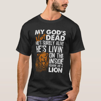 私の神は死んではいないライオンのクリスチャンのキリストは死ぬ Tシャツ