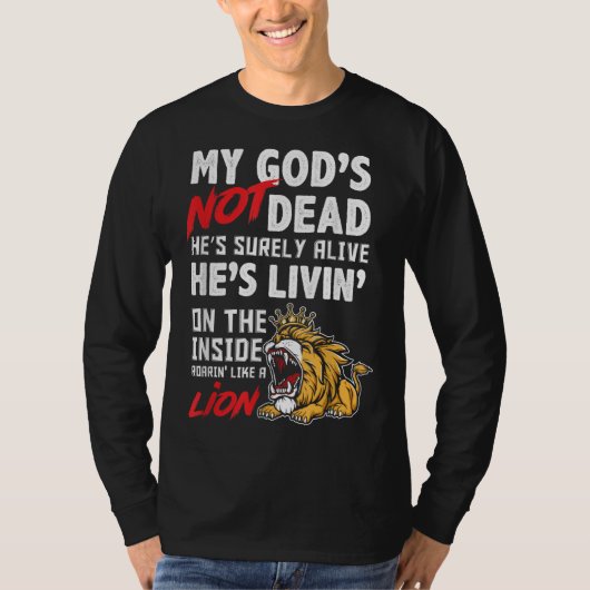 私の神は死んではいないライオンイエスキリストChristian Fai Tシャツ (正面)