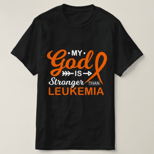 私の神は白血病の認識度戦士より強い Tシャツ (デザイン正面)
