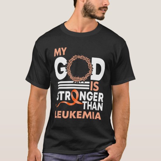 私の神は白血病認識度Rより強い信仰 Tシャツ (正面)