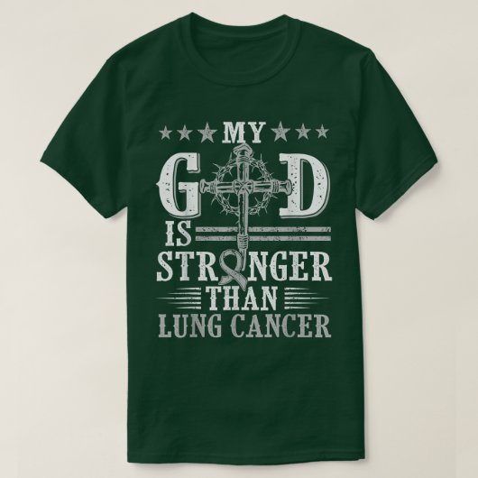 私の神は肺がんよりも強い、十字架とリブ棒 Tシャツ (デザイン正面)