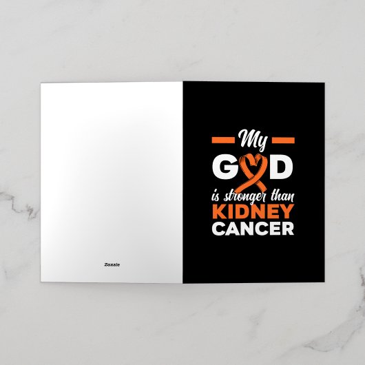 私の神は腎臓がん戦士より強い 箔グリーティングカード (外側レイダウン)