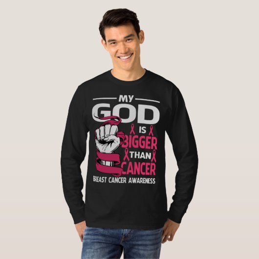 私の神は、がん乳がんが待ち受けているよりも大きい Tシャツ (正面フル)