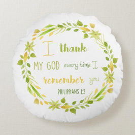 私の神感謝していフィリピアのキリスト教聖書枕 ラウンドクッション