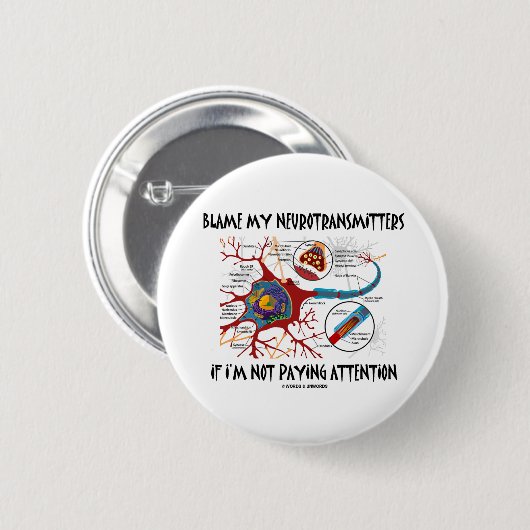 私の神経伝達物質が注意もしを払っていないと非難する 缶バッジ (正面&裏面)