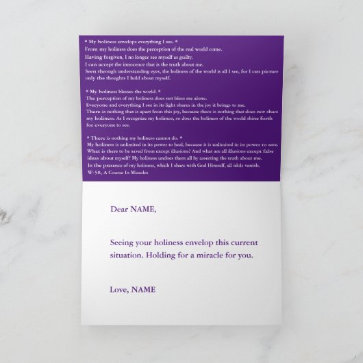 私の神聖さは私が見るもの全てを包み込む、ACIMカード カード (内部)