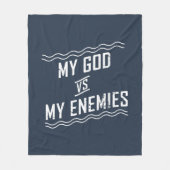 私の神vs私の敵クリスチャン引用文 フリースブランケット (正面)