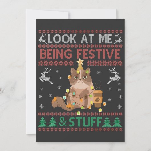 私の祭り好きっぷりを見て！汚いクリスマス猫とか 招待状 (正面)