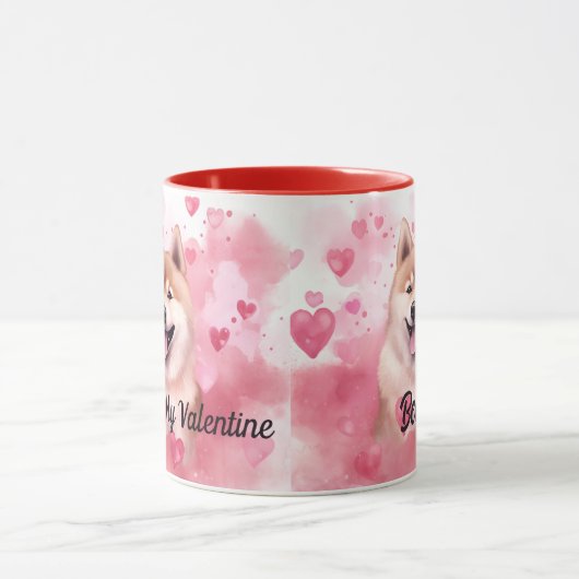 私の秋田の犬は私のバレンタインパーソナライズされた名だ マグカップ (中央)