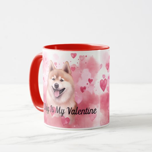 私の秋田の犬は私のバレンタインパーソナライズされた名だ マグカップ (正面左)