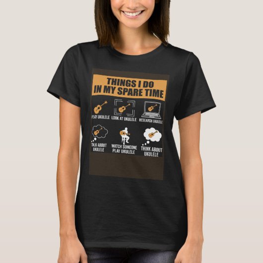 私の空き時間で行うことUkuleleプレーヤーハワイ Tシャツ (正面)