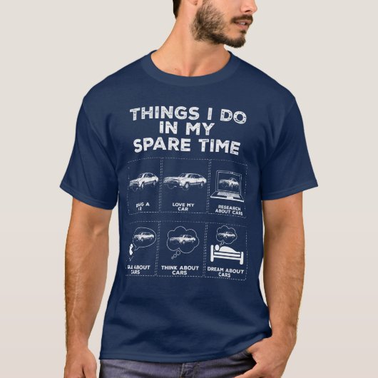 私の空き時間のもの 車好き 愛好家 自動車 レトロ ギャル Tシャツ (正面)