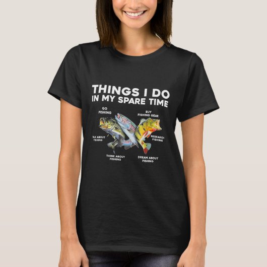 私の空き時間の中で行うことおもしろい魚釣り1 Tシャツ (正面)
