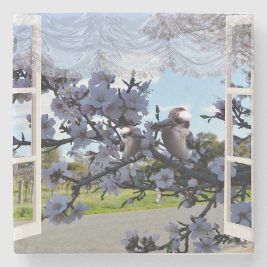 私の窓のKookaburrasストーンコースター ストーンコースター (正面)