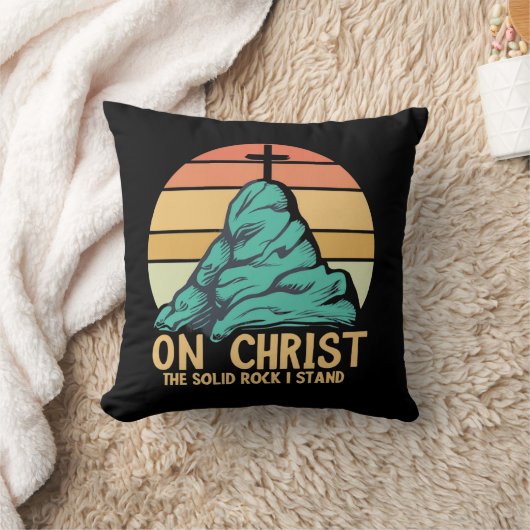 私の立つ無地の岩キリスト クッション (ブランケット)