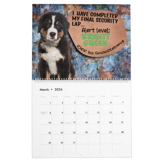 私の笑わされるベルネーズ山犬の考え カレンダー (3月 2026)