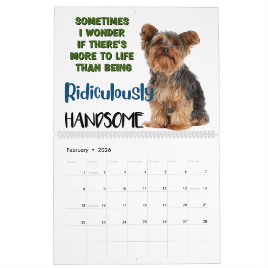 私の笑わされるヨークシャー・テリアの考え カレンダー (2月 2026)